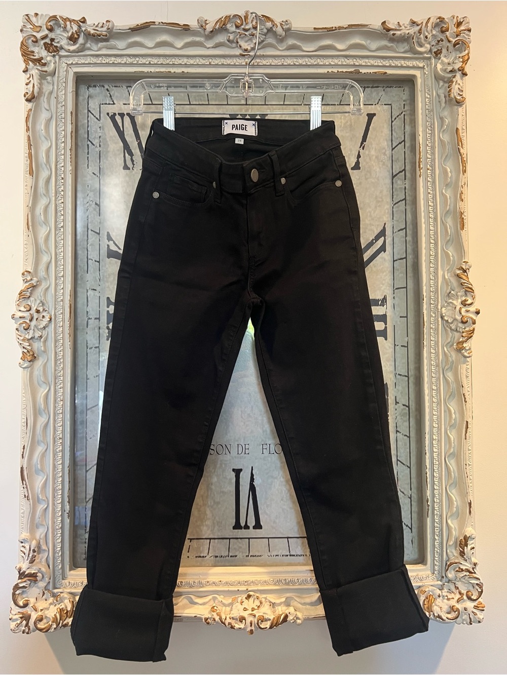 PAIGE Black Verdugo Ankle Black Cuffed Jeans
